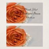 オレンジバラとホワイトパール結婚式の引き出物ラベル (正面&裏面)