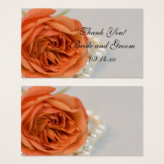 オレンジバラとホワイトパール結婚式の引き出物ラベル (正面&裏面)