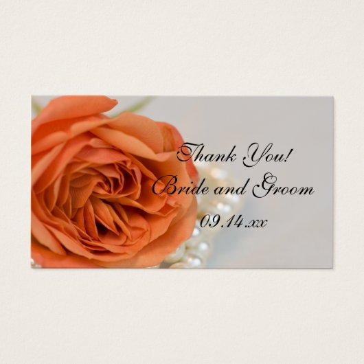 オレンジバラとホワイトパール結婚式の引き出物ラベル (正面)