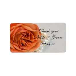 オレンジバラと結婚パールのサンキューメッセージカード ラベル