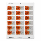 オレンジバラと結婚パールのサンキューメッセージカード ラベル (フルシート)