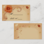 オレンジバラの秋の結婚式座席表 プレイスカード (正面/裏面)
