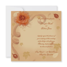 オレンジバラの秋の結婚式招待状