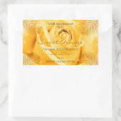 オレンジバラの花の製品ラベルと手のひら葉の製品 長方形シール (バッグ)