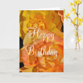 オレンジバラの誕生日の挨拶状 カード (黄色い花)