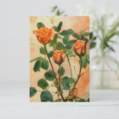 オレンジバラアートカード誕生日または何か サンキューカード (スタンド正面)