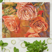 オレンジバラアートキッチンタオル キッチンタオル (折り畳み)