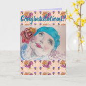 オレンジバラウーマンフローラ規制アートカード カード (黄色い花)