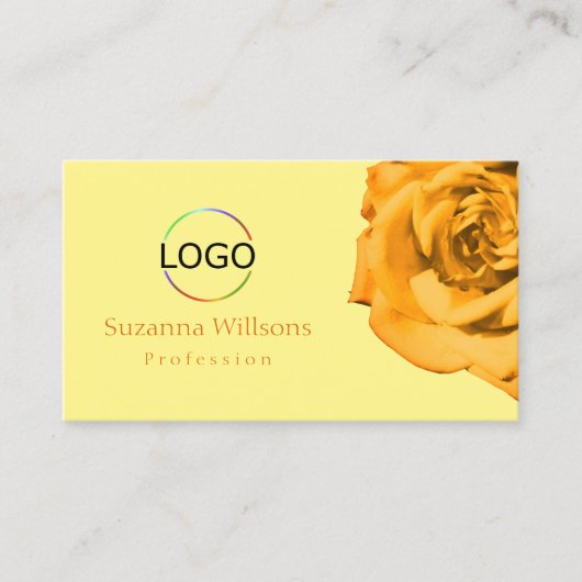 オレンジバラオンプレーンピーチホワイトとロゴシンプル付き 名刺 (正面)