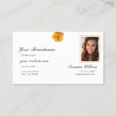 オレンジバラオンプレーンピーチホワイトイニシャル写真 名刺 (裏面)