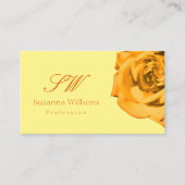 オレンジバラオンプレーンピーチホワイトイニシャル写真 名刺 (正面)