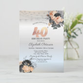 オレンジバラストリングライツシルバー40歳の誕生日 招待状 (スタンド正面)