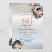 オレンジバラストリングライツシルバー80誕生日 招待状 (正面/裏面)