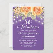 オレンジバラストリングライツパープル誕生日 招待状 (正面)