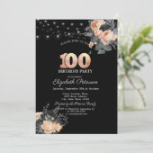 オレンジバラストリングライツブラック100誕生日 招待状 (スタンド正面)