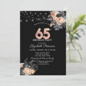 オレンジバラストリングライツブラック65誕生日 招待状 (スタンド正面)