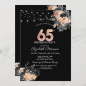 オレンジバラストリングライツブラック65誕生日 招待状 (正面/裏面)