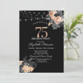 オレンジバラストリングライツブラック75誕生日 招待状 (スタンド正面)