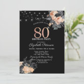 オレンジバラストリングライツブラック80誕生日 招待状 (スタンド正面)