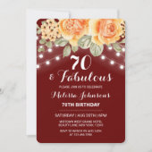 オレンジバラストリングライツブルゴーニュ誕生日 招待状 (正面)