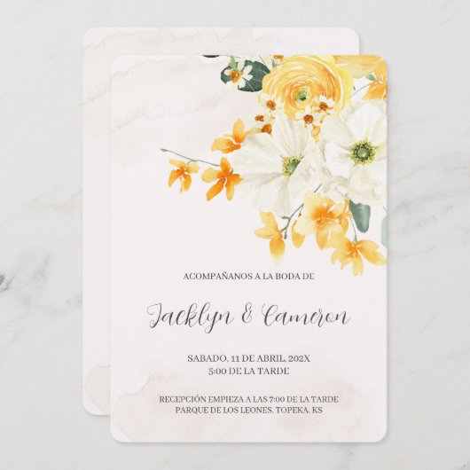 オレンジバラスペインの結婚式招待状 招待状 (正面/裏面)