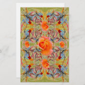 オレンジバラビクトリアンスクラップブッククラフト紙 便箋 (正面/裏面)