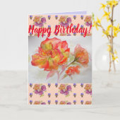 オレンジバラフラワーフローラハッピーバースデーアートカード カード (黄色い花)
