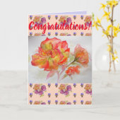 オレンジバラフラワーフローラ規制アートカード カード (黄色い花)