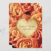 オレンジバラフローラ結婚式招待状 招待状 (正面/裏面)