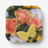 オレンジバラフローラ、イエローバタフライ紙プレート ペーパープレート (正面)