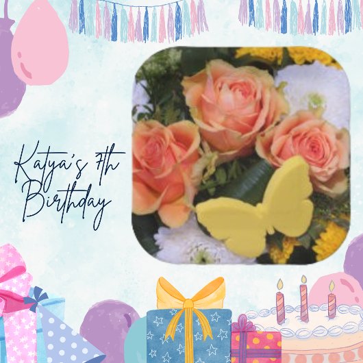 オレンジバラフローラ、イエローバタフライ紙プレート ペーパープレート