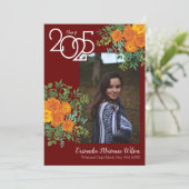 オレンジバラマルーン写真卒業発表 招待状 (スタンド正面)