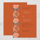 オレンジバラモダン秋オレンジ結婚ズ 招待状 (正面/裏面)