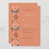 オレンジバラモダン秋ライトオレンジ結婚ズ 招待状 (正面/裏面)