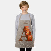 オレンジバラモノグラムイニシャルAあなたの名前エプロン エプロン (着用した状態)
