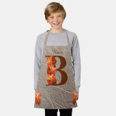 オレンジバラモノグラムイニシャルBあなたの名前 エプロン (着用した状態)