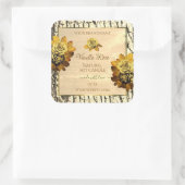 オレンジバラライトブラウン木目の製品ラベル スクエアシール (バッグ)