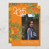 オレンジバラ写真卒業発表 招待状 (正面/裏面)