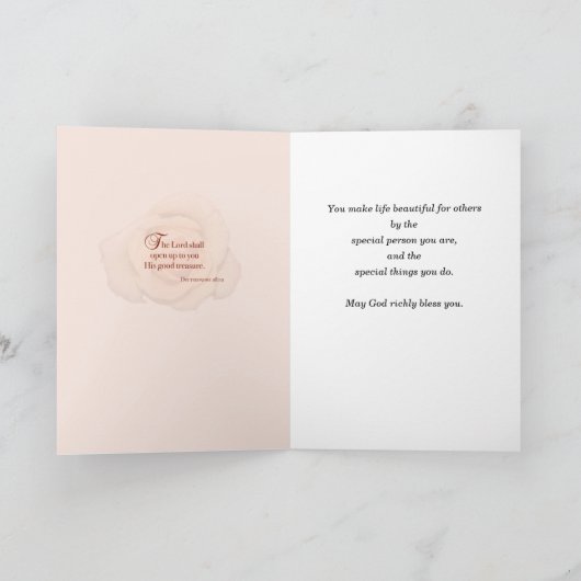 オレンジバラ名前をカスタムする宗教誕生日 カード (内部)