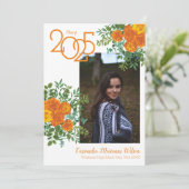 オレンジバラ白写真卒業発表 招待状 (スタンド正面)