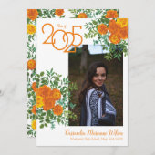 オレンジバラ白写真卒業発表 招待状 (正面/裏面)