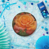 オレンジバラ紙プレート ペーパープレート (パーティー)