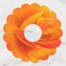 オレンジバラ紙ワイングラスラベル