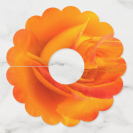 オレンジバラ紙ワイングラスラベル ワイングラスタグ