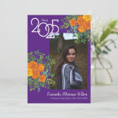 オレンジバラ紫の写真卒業発表 招待状 (スタンド正面)