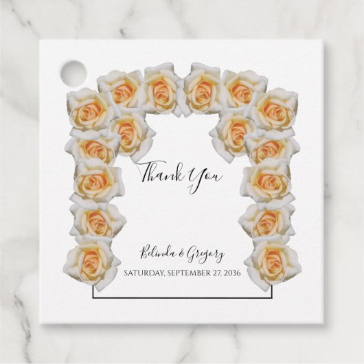 オレンジバラ結婚ズのギフトメッセージカード フェイバータグ (正面)