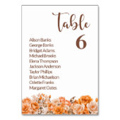 オレンジバラ結婚フローラのテーブル番号 テーブルナンバー (裏面)