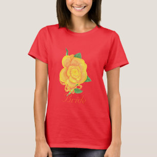 オレンジバラ絵を描ウォーターカラー、花嫁Tシャツ Tシャツ