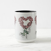 オレンジバラ花ハートヴィンテージスケッチ マグカップ (中央)