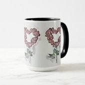 オレンジバラ花ハートヴィンテージスケッチ マグカップ (正面右)